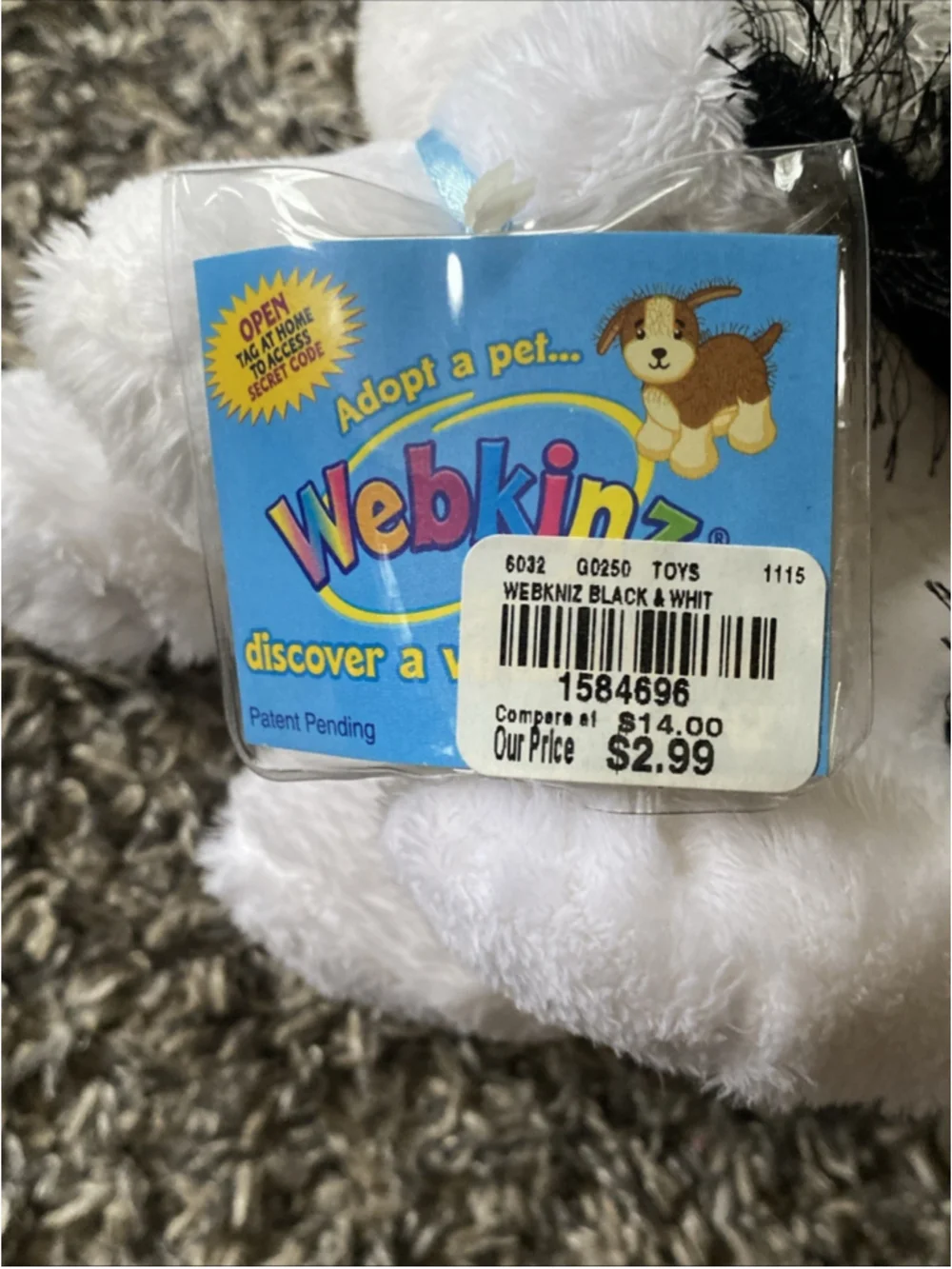 Webkinz Ganz HM016 Black and White Cat Plush Stuffed Animal Unopened Sealed Code